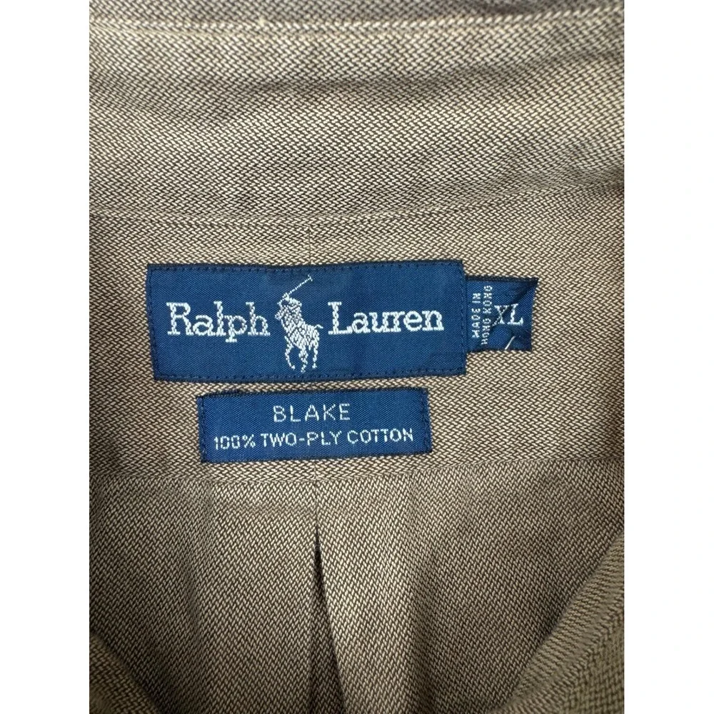 Polo Ralph Lauren Blake Shirt Mens XL Khaki Tan 100% Two-Ply Cotton Long Sleeve